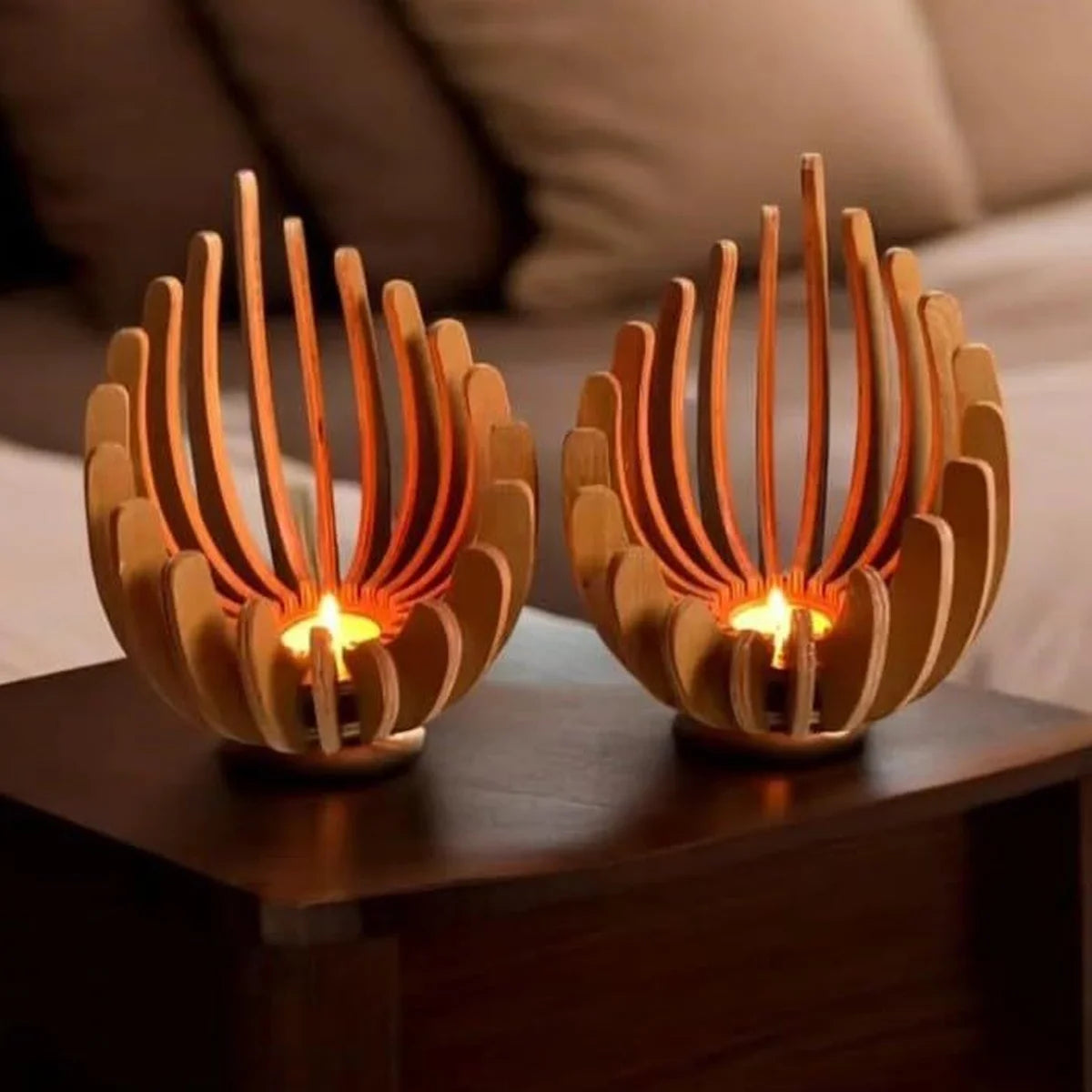 Lotus | Wooden Tea Light Holder