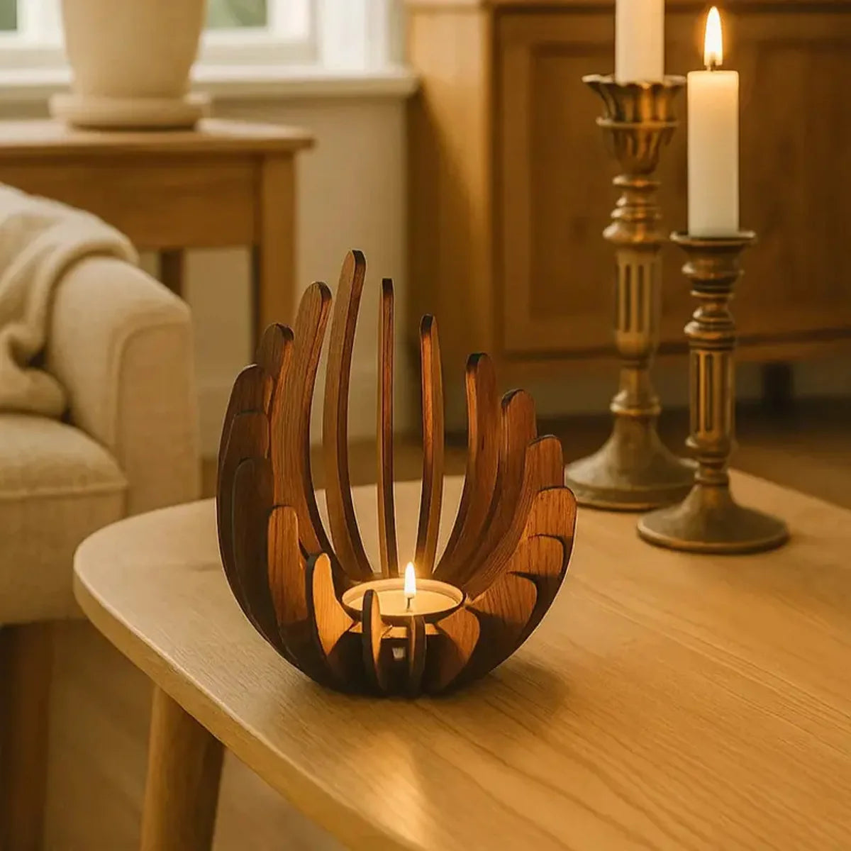 Lotus | Wooden Tea Light Holder