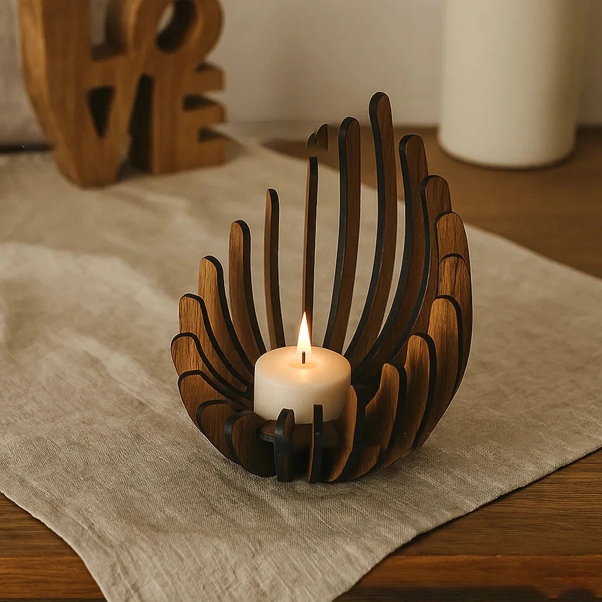 Lotus | Wooden Tea Light Holder